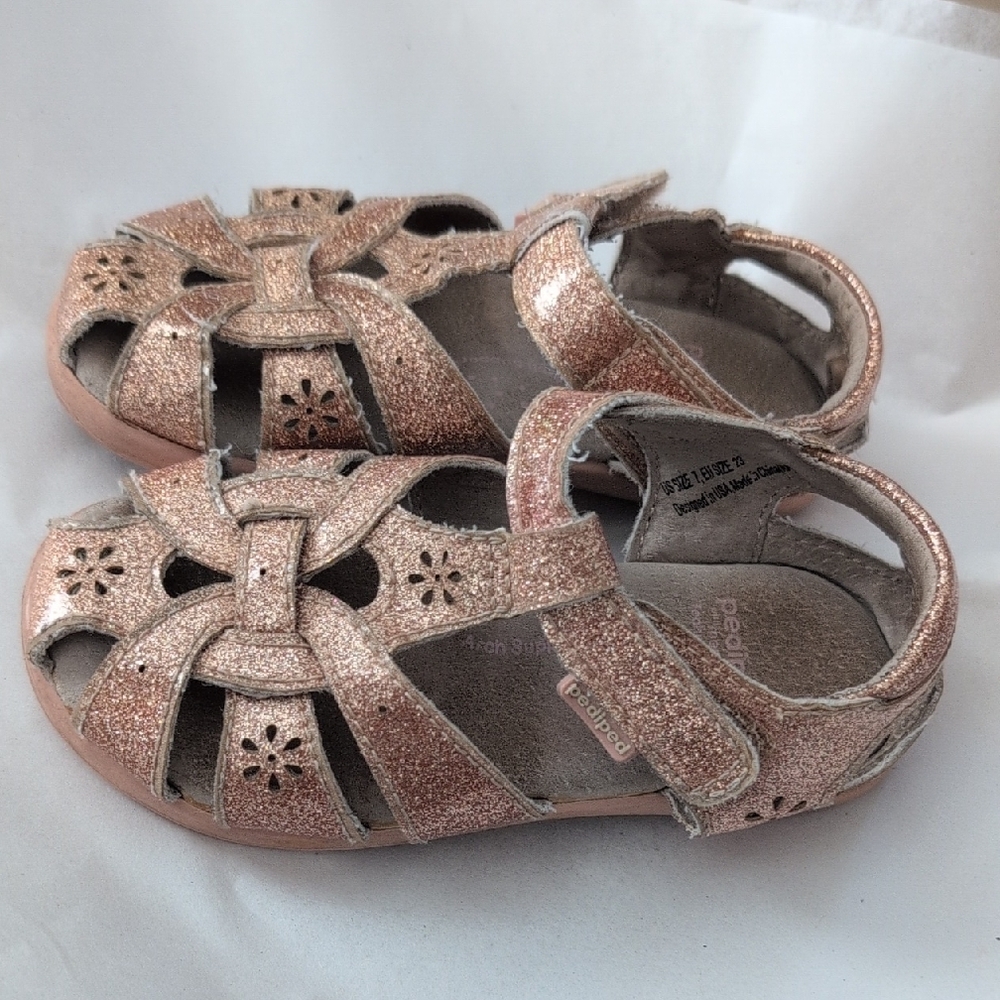Pediped Rose Gold Sandals Sz 7 EU 23
